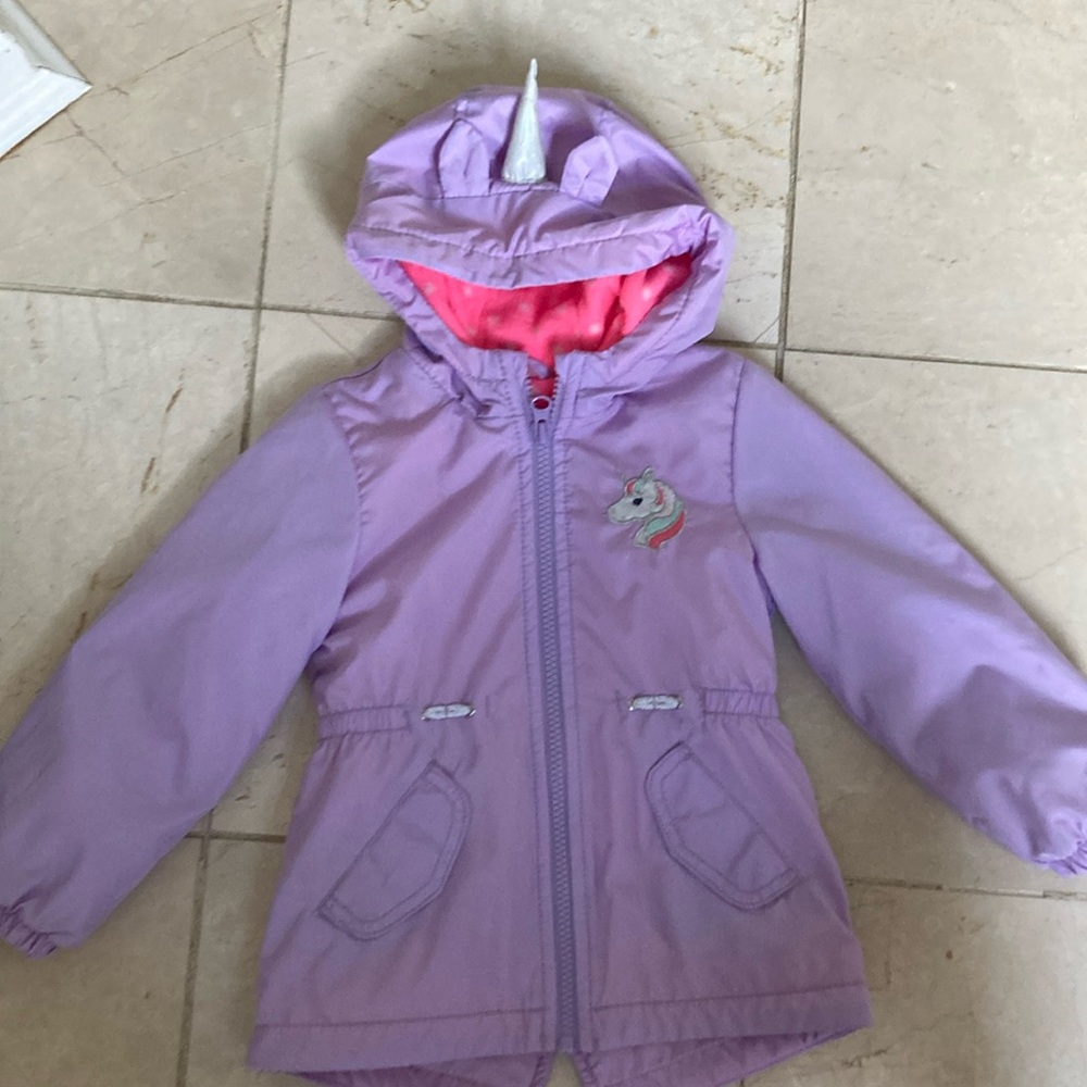 Carters 24 months purple fleeced lined unicorn coat!